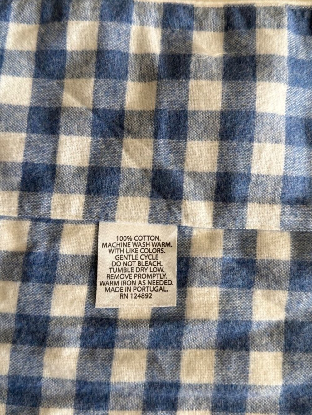 SERENA & LILY Women's Gingham Flannel Robe Brushed Cotton Blue White - Picture 9 of 9